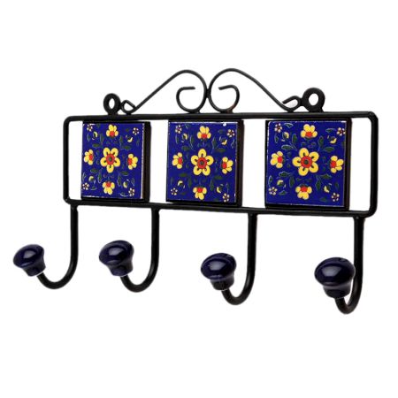 Blue Floral Ceramic Tiles Hooks-451